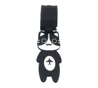 Luggage Tags Cat Shaped - PVC Cute Name Identifier, Gray Blue Orange Black Options, Compact 9.65in Strap Tag, Durable Anti Lost Accessory | Playful Cat Design Keychain For Boys Girls Suitcase Backpack