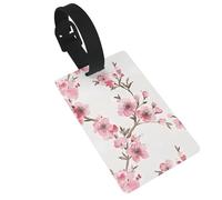 Luggage Tags Cherry Blossom Print Suitcase Labels Bag Tags Travel Accessories Essential Bag ID Name Card for Travel Handbag Backpack & Sports Identifier