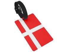 Luggage Tags Denmark Danish Flag Print Suitcase Labels Bag Tags Travel Accessories Essential Bag ID Name Card for Travel Handbag Backpack & Sports Identifier