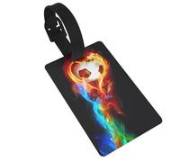 Luggage Tags Fire Dragon Roll Soccer Print Suitcase Labels Bag Tags Travel Accessories Essential Bag ID Name Card for Travel Handbag Backpack & Sports Identifier