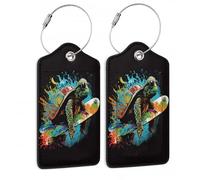 Luggage Tags for Suitcase,2 Pack Sea Turtle Luggage Tag Surfing Wave PU Leather Privacy Cover ID Label with Stainless Steel Loop for Women Men Teens Travel