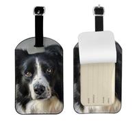 Luggage Tags for Suitcase Travel Bag Labels Privacy Protection Luggage Tag for Baggage Leather Baggage ID Label Tags - Border Collie