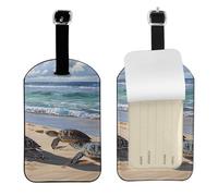 Luggage Tags for Suitcase Travel Bag Labels Privacy Protection Luggage Tag for Baggage Leather Baggage ID Label Tags - Turtles On The Beach
