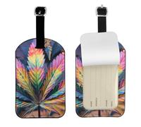 Luggage Tags for Suitcase Travel Bag Labels Privacy Protection Luggage Tag for Baggage Leather Baggage ID Label Tags - Multicolor Marijuana Leaf Weed Art
