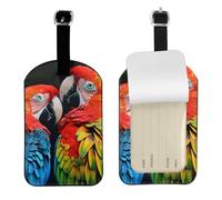 Luggage Tags for Suitcase Travel Bag Labels Privacy Protection Luggage Tag for Baggage Leather Baggage ID Label Tags - Two Colored Parrots
