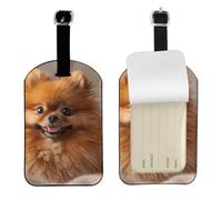 Luggage Tags for Suitcase Travel Bag Labels Privacy Protection Luggage Tag for Baggage Leather Baggage ID Label Tags - Cute Pomeranian