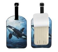 Luggage Tags for Suitcase Travel Bag Labels Privacy Protection Luggage Tag for Baggage Leather Baggage ID Label Tags - Orca Killer Whale