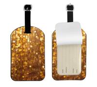 Luggage Tags for Suitcase Travel Bag Labels Privacy Protection Luggage Tag for Baggage Leather Baggage ID Label Tags - Gold Sequin Sparkle