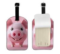 Luggage Tags for Suitcase Travel Bag Labels Privacy Protection Luggage Tag for Baggage Leather Baggage ID Label Tags - Smile Pink Pig