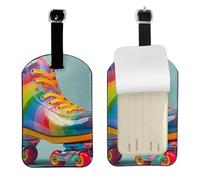 Luggage Tags for Suitcase Travel Bag Labels Privacy Protection Luggage Tag for Baggage Leather Baggage ID Label Tags - Colorful Roller Skates