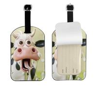 Luggage Tags for Suitcase Travel Bag Labels Privacy Protection Luggage Tag for Baggage Leather Baggage ID Label Tags - Cartoon Milk Cow