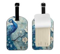 Luggage Tags for Suitcase Travel Bag Labels Privacy Protection Luggage Tag for Baggage Leather Baggage ID Label Tags - Beautiful Peacock and Floral