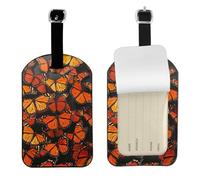 Luggage Tags for Suitcase Travel Bag Labels Privacy Protection Luggage Tag for Baggage Leather Baggage ID Label Tags - Heaps of Orange Monarch Butterflies
