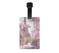 Luggage Tags for Suitcase Travel Bag Labels Privacy Protection Luggage Tag for Baggage PVC Baggage ID Label Tags - Paris Street Eiffel Tower Pink Floral