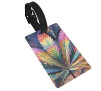 Luggage Tags for Suitcase Travel Bag Labels Privacy Protection Luggage Tag for Baggage PVC Baggage ID Label Tags - Multicolor Marijuana Leaf Weed Art