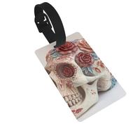 Luggage Tags for Suitcase Travel Bag Labels Privacy Protection Luggage Tag for Baggage PVC Baggage ID Label Tags - Day of The Dead Sugar Roses Skull