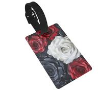 Luggage Tags for Suitcase Travel Bag Labels Privacy Protection Luggage Tag for Baggage PVC Baggage ID Label Tags - Black White and Red Roses