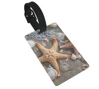 Luggage Tags for Suitcase Travel Bag Labels Privacy Protection Luggage Tag for Baggage PVC Baggage ID Label Tags - Starfish Seashell Sandy Beach
