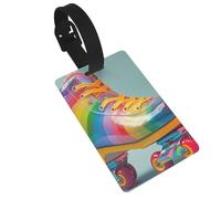 Luggage Tags for Suitcase Travel Bag Labels Privacy Protection Luggage Tag for Baggage PVC Baggage ID Label Tags - Colorful Roller Skates