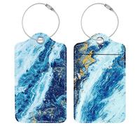 Luggage Tags for Suitcases, 2 Pack Cute PU Leather Suitcase Tag Identifiers TSA Approved with Stainless Steel Loop and Address Card for Baggage Tag for Cruise Airport Travel Essentials by Chelmon