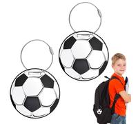 Luggage Tags for Suitcases, 2 pcs Small PVC Suitcase Tags with Name Address Tel Card Waterproof Bag Tag for Backpack- Football