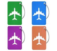 Luggage Tags for Suitcases, 4 Pack Bag Tags for Luggage, Aluminium Alloy Suitcase Tags with Stainless Loop, Suitcase Identify Labels for Travel Baggage, Backpack Name Labels, Mixed Color