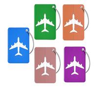 Luggage Tags for Suitcases, 5 Pack Aluminum Suitcase Tags Baggage ID Labels with Privacy Name Card, Travel ID Bag Tags for Suitcases, Backpacks & Baggage - Mixed Colours