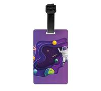 Luggage Tags for Suitcases - Astronaut on Mission in Outer Space Suitcase Tags Luggage Identifiers for Suitcases - ID Labels Bag Name Travel Tags for Luggage Accessories with Wristband