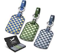 Luggage Tags for Suitcases Travel Accessories: Leather Luggage Tag 3 Pack TSA Approved, Airplane Travel Essentials for Men and Women, Bag Tags for Luggage Long Flight Travels Gift Airport Essentials