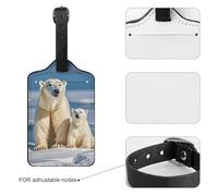 Luggage Tags for Suitcases with Address Card - 2 Polar Bears Personalized Travel ID Bag Tags, Reinforced Durable Loop, Cute Unique PU Name Identifier for Quick Spot