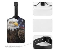 Luggage Tags for Suitcases with Address Card - American Bald Eagle Personalized Travel ID Bag Tags, Reinforced Durable Loop, Cute Unique PU Name Identifier for Quick Spot