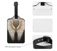 Luggage Tags for Suitcases with Address Card - Angel Wing Personalized Travel ID Bag Tags, Reinforced Durable Loop, Cute Unique PU Name Identifier for Quick Spot