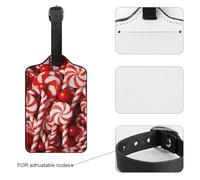 Luggage Tags for Suitcases with Address Card - Candy Canes Personalized Travel ID Bag Tags, Reinforced Durable Loop, Cute Unique PU Name Identifier for Quick Spot