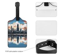 Luggage Tags for Suitcases with Address Card - Chicago Skyline Personalized Travel ID Bag Tags, Reinforced Durable Loop, Cute Unique PU Name Identifier for Quick Spot