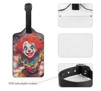 Luggage Tags for Suitcases with Address Card - Clown Circus Show Personalized Travel ID Bag Tags, Reinforced Durable Loop, Cute Unique PU Name Identifier for Quick Spot