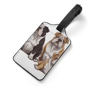 Luggage Tags for Suitcases with Address Card - English Bulldogs Personalized Travel ID Bag Tags, Reinforced Durable Loop, Cute Unique PU Name Identifier for Quick Spot