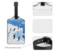 Luggage Tags for Suitcases with Address Card - Glacier Penguins Personalized Travel ID Bag Tags, Reinforced Durable Loop, Cute Unique PU Name Identifier for Quick Spot