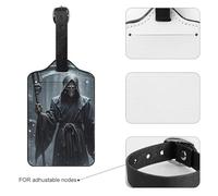 Luggage Tags for Suitcases with Address Card - Grim Reaper Personalized Travel ID Bag Tags, Reinforced Durable Loop, Cute Unique PU Name Identifier for Quick Spot