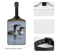 Luggage Tags for Suitcases with Address Card - Loon Birds Personalized Travel ID Bag Tags, Reinforced Durable Loop, Cute Unique PU Name Identifier for Quick Spot