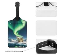 Luggage Tags for Suitcases with Address Card - Northern Lights Polar Bear Personalized Travel ID Bag Tags, Reinforced Durable Loop, Cute Unique PU Name Identifier for Quick Spot