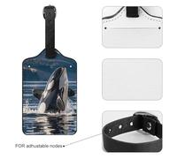 Luggage Tags for Suitcases with Address Card - Orca Killer Whale Personalized Travel ID Bag Tags, Reinforced Durable Loop, Cute Unique PU Name Identifier for Quick Spot