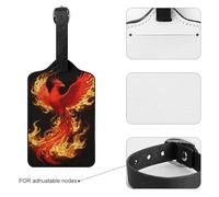 Luggage Tags for Suitcases with Address Card - Phoenix Flame Personalized Travel ID Bag Tags, Reinforced Durable Loop, Cute Unique PU Name Identifier for Quick Spot