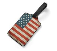 Luggage Tags for Suitcases with Address Card - USA Flag Personalized Travel ID Bag Tags, Reinforced Durable Loop, Cute Unique PU Name Identifier for Quick Spot
