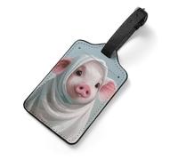 Luggage Tags for Suitcases with Address Card - Wearing White Headscarf Personalized Travel ID Bag Tags, Reinforced Durable Loop, Cute Unique PU Name Identifier for Quick Spot