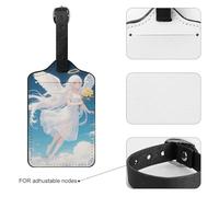 Luggage Tags for Suitcases with Address Card - White - Haired Angel Personalized Travel ID Bag Tags, Reinforced Durable Loop, Cute Unique PU Name Identifier for Quick Spot