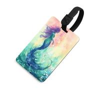 Luggage Tags for Suitcases with Beautiful Mermaid Tail Pattern, TPU Travel Bag Tags with Name Id Card, Durable Travel Accessories Essential Suitcase Labels