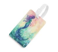 Luggage Tags for Suitcases with Beautiful Mermaid Tail Pattern, TPU Travel Bag Tags with Name Id Card, Durable Travel Accessories Essential Suitcase Labels