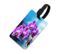 Luggage Tags for Suitcases with Beautiful Orchid Pattern, TPU Travel Bag Tags with Name Id Card, Durable Travel Accessories Essential Suitcase Labels