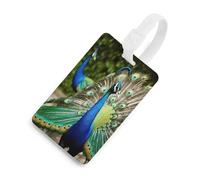Luggage Tags for Suitcases with Beautiful Peacock Pattern, TPU Travel Bag Tags with Name Id Card, Durable Travel Accessories Essential Suitcase Labels