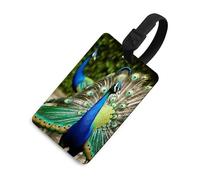 Luggage Tags for Suitcases with Beautiful Peacock Pattern, TPU Travel Bag Tags with Name Id Card, Durable Travel Accessories Essential Suitcase Labels
